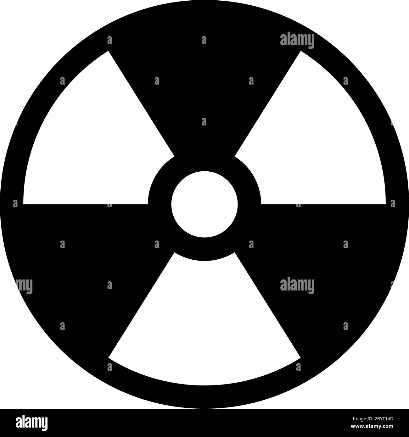 Radioactive material sign. Symbol of radiation alert, hazard or risk. Simple flat vector illustration in black and white. Stock Vector