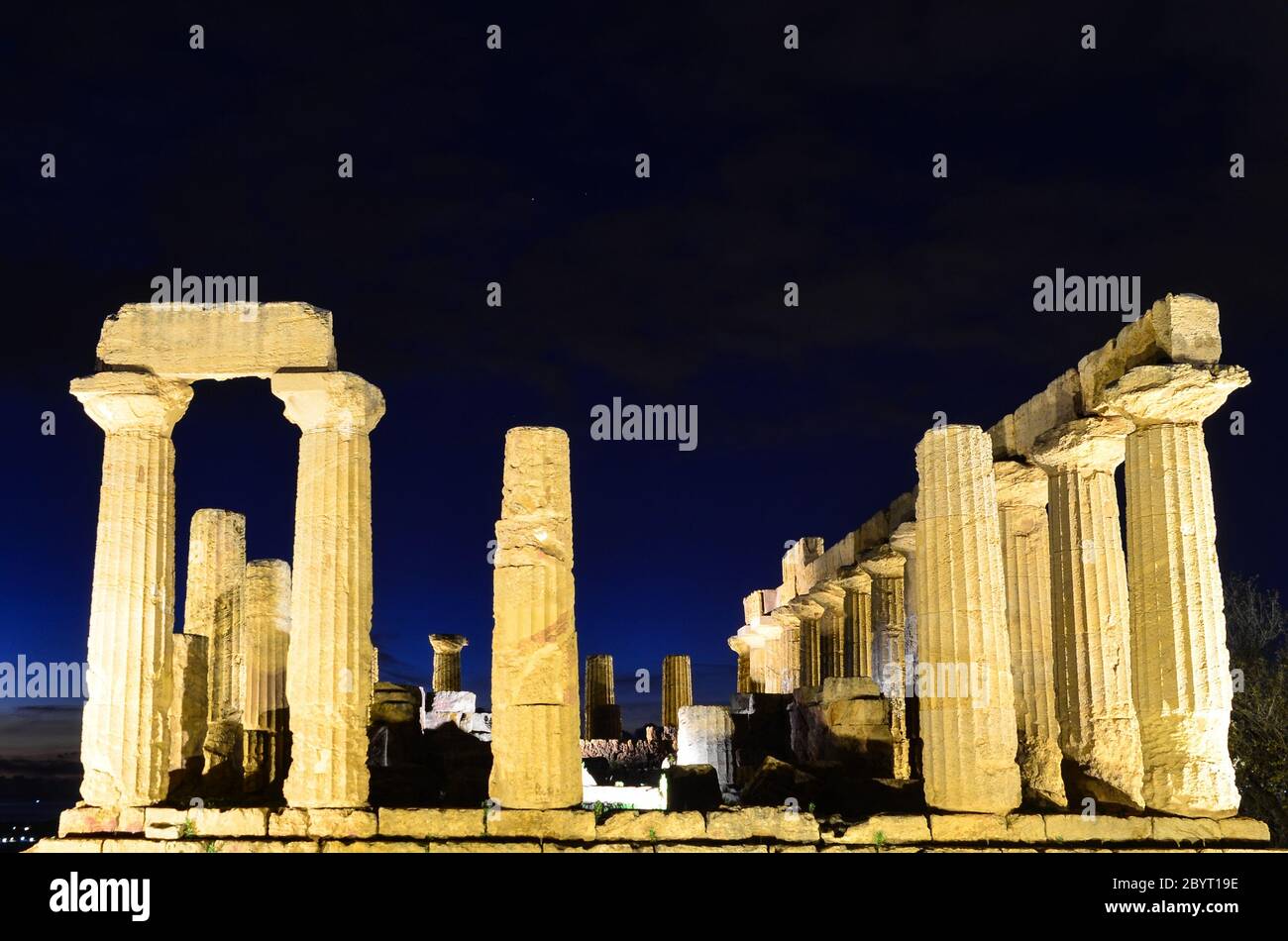 Valley Of The Temples Sicily Night High Resolution Stock Photography