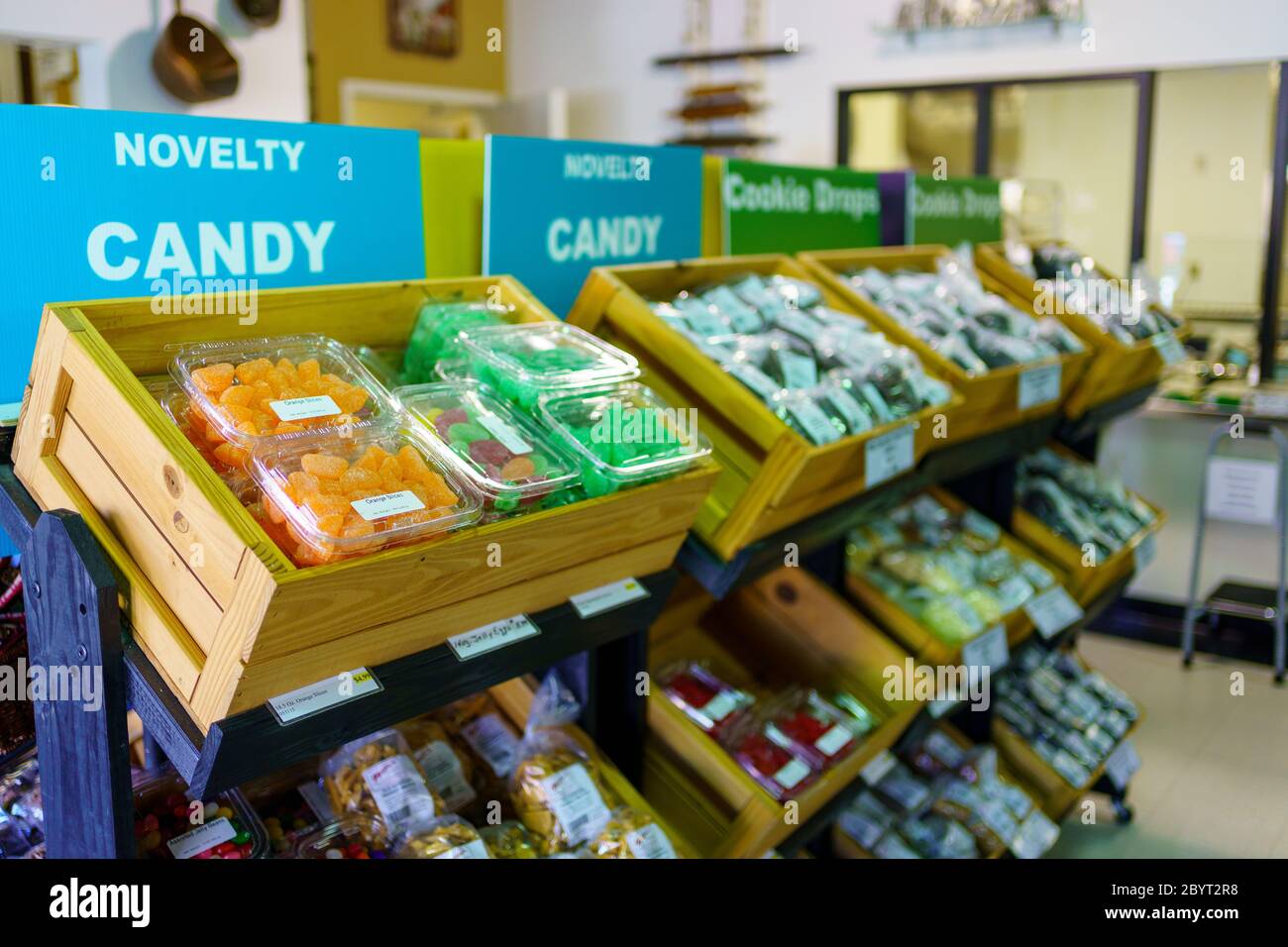 Lititz, PA USA - November 16, 2019:  Novelty candy on sale at the Wilbur Chocolate  Factory Store. Stock Photo