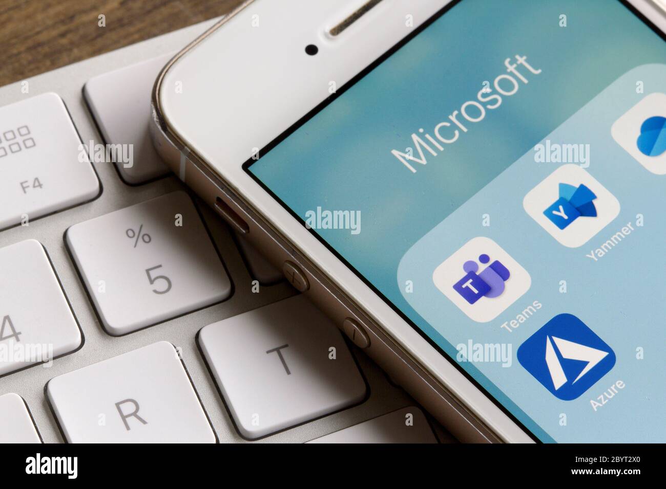Microsoft Teams Mobile App Icon Is Seen On A Smartphone Together With Other Microsoft Applications Stock Photo Alamy