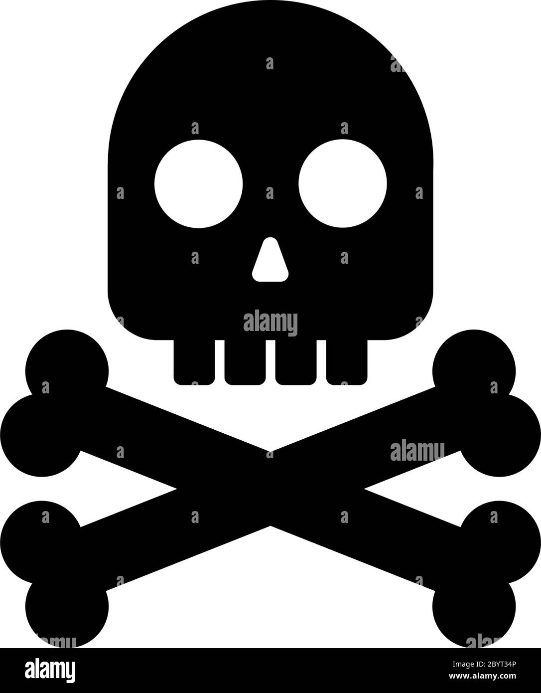 Black skull with crossed bones. Symbol of danger, death, poison, risk or  pirates. Simple flat vector icon Stock Vector Image & Art - Alamy