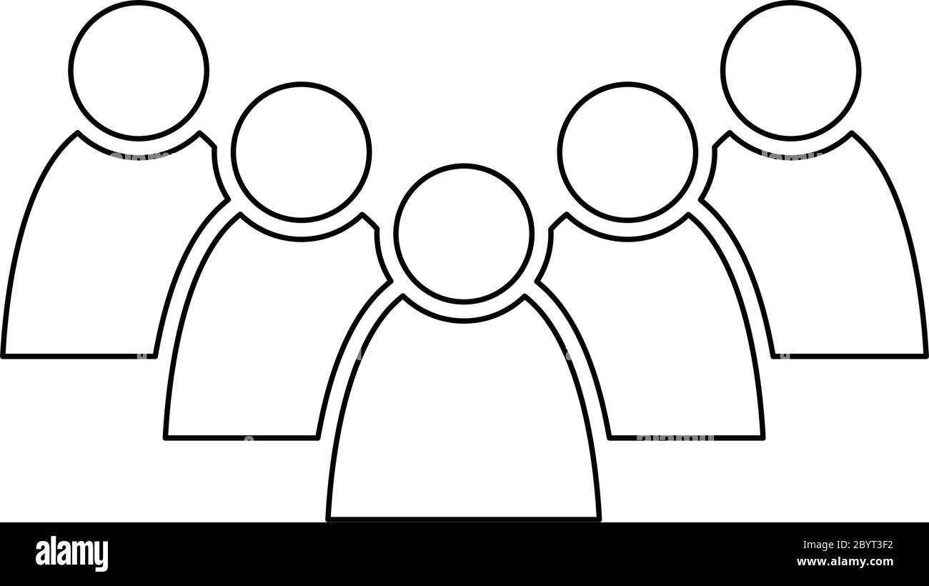 5 people icon. Group of persons. Simplified human pictogram. Modern