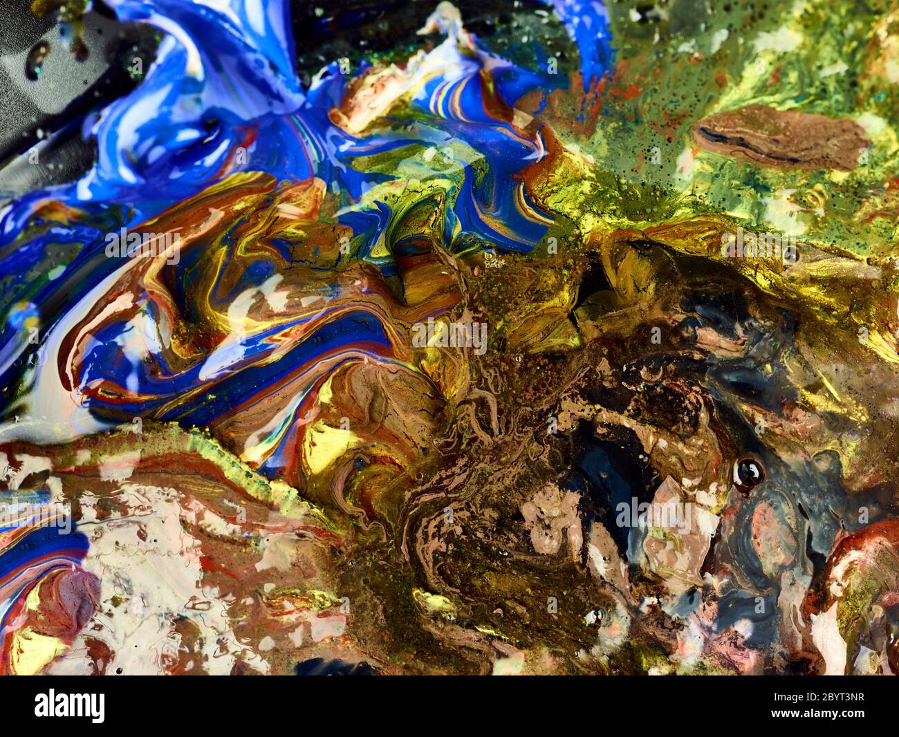 Abstract of colourful and transient paint swirls Stock Photo