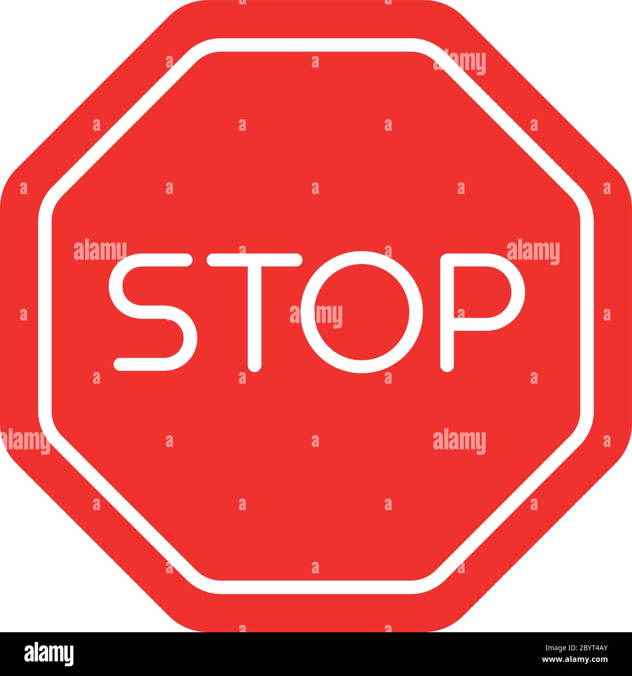 Stop traffic sign. Red octagon with white inscription. Simple flat ...