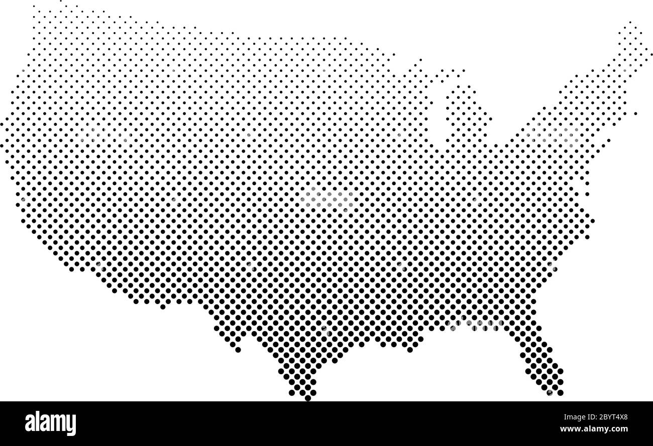 United States of America. Dotted halftone map of USA. Simple flat vector illustration. Stock Vector