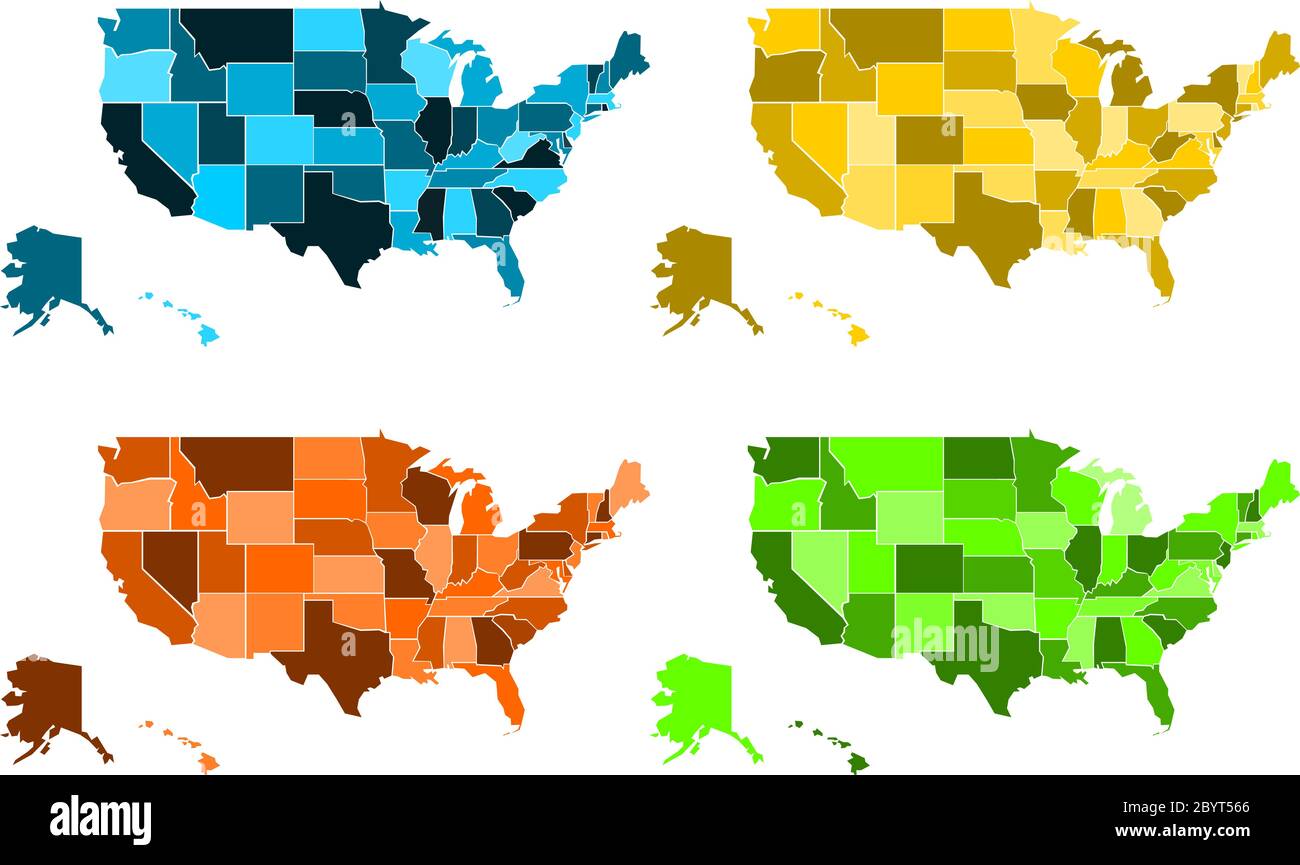 Blank Political Map Of The Usa Blank Political Map Of Usa Set In Four Colors Vector Illustration 2BYT566
