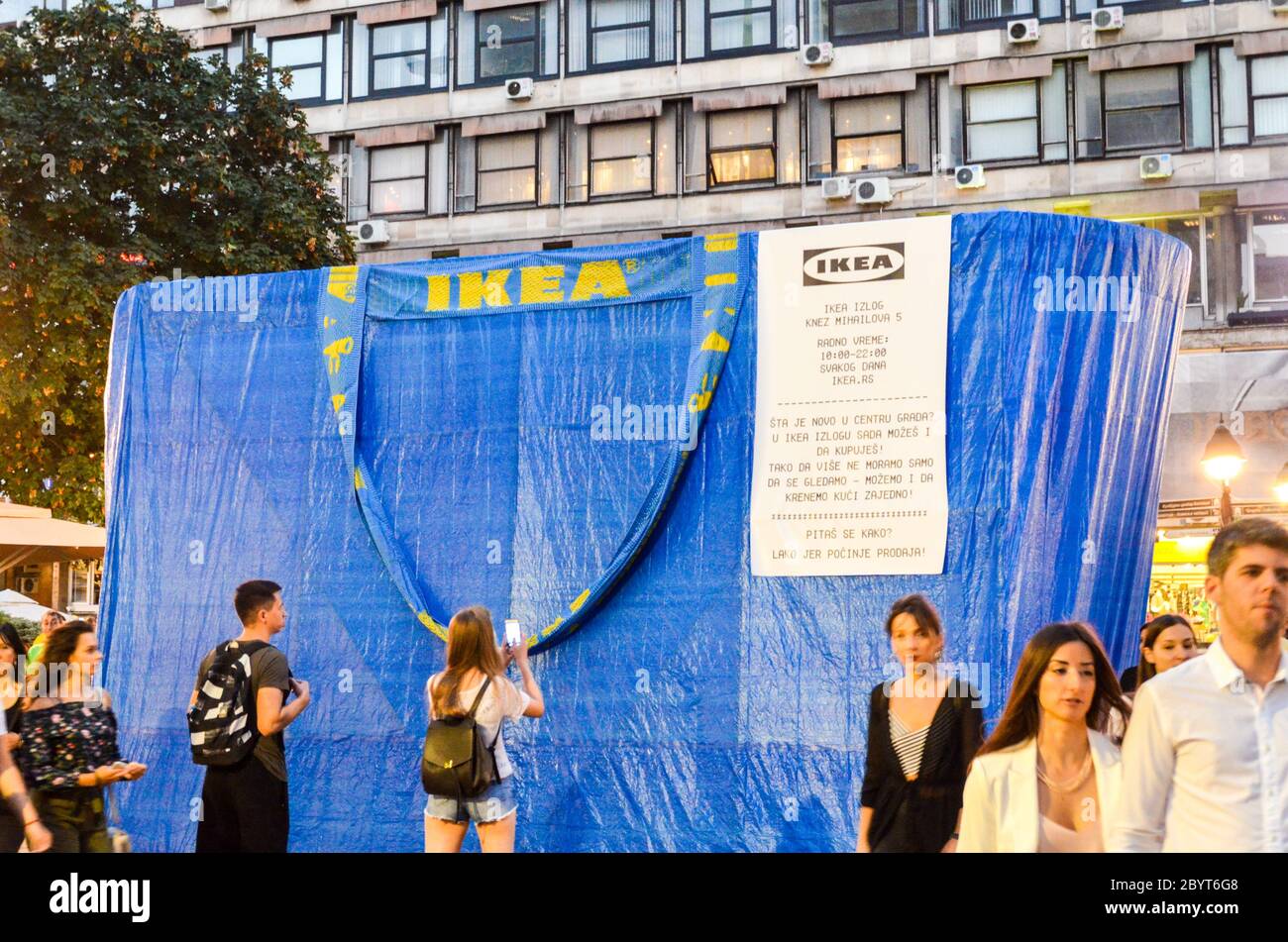 Advertising stunt: Giant Ikea structure in Belgrade (Beograd), Serbia Stock Photo