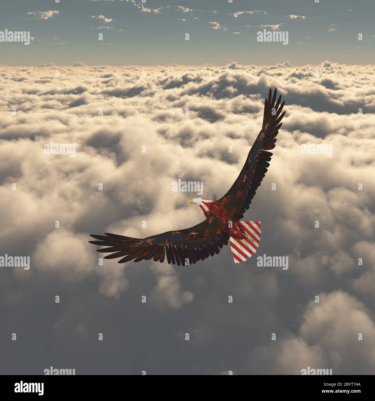 Eagle flies above clouds. Freedom Stock Photo Alamy