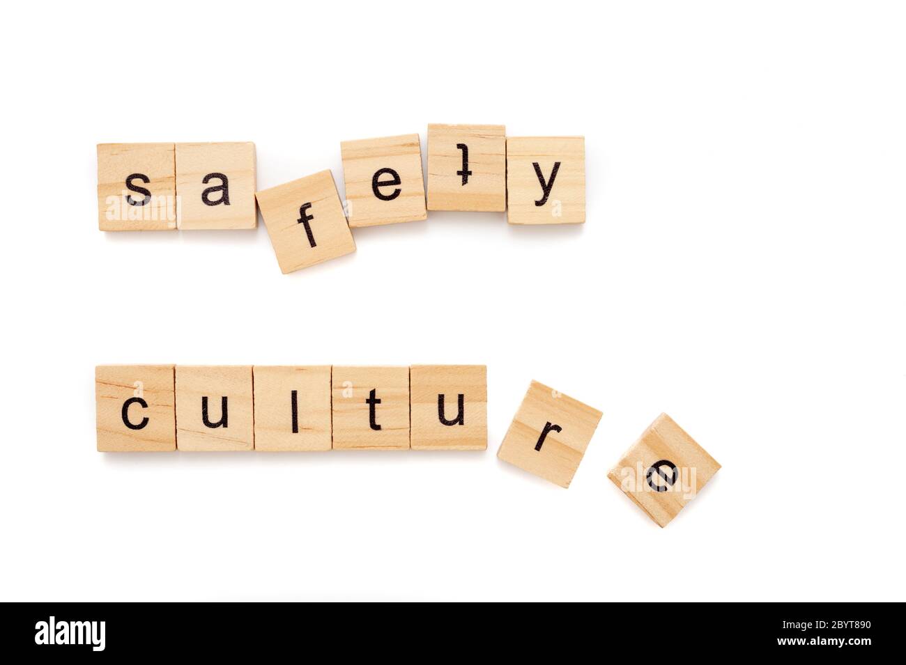 Safety Culture. Generic wood Scrabble letter tiles spelling the words SAFETY CULTURE Stock Photo
