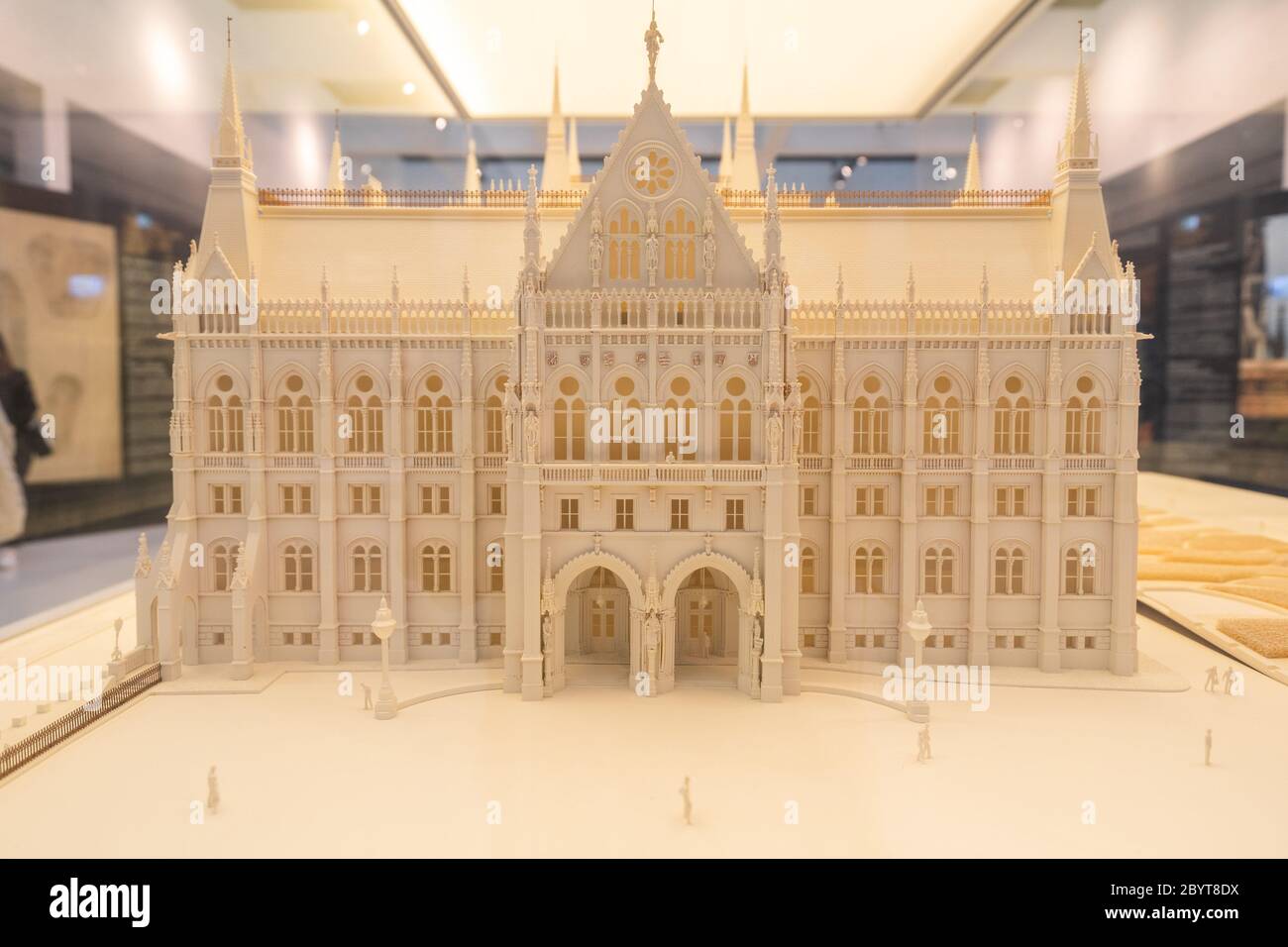 Budapest, Hungary - Feb 10, 2020: Miniature model of Hungarian Parliament in exhibition Stock Photo