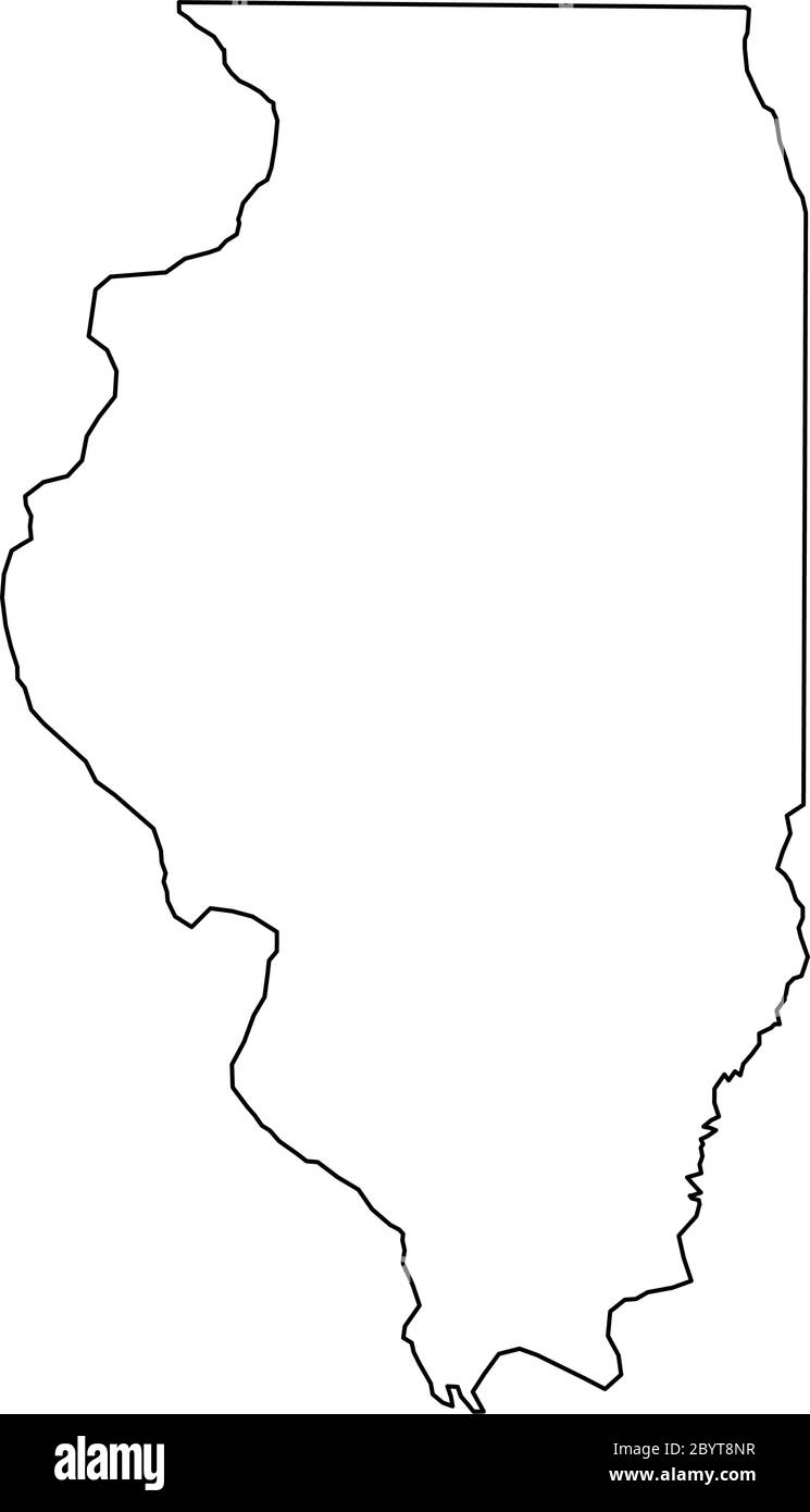 Illinois, state of USA - solid black outline map of country area