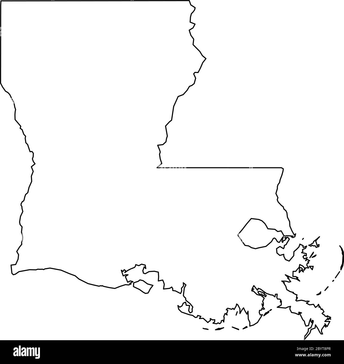 Louisiana, state of USA - solid black outline map of country area. Simple flat vector illustration. Stock Vector