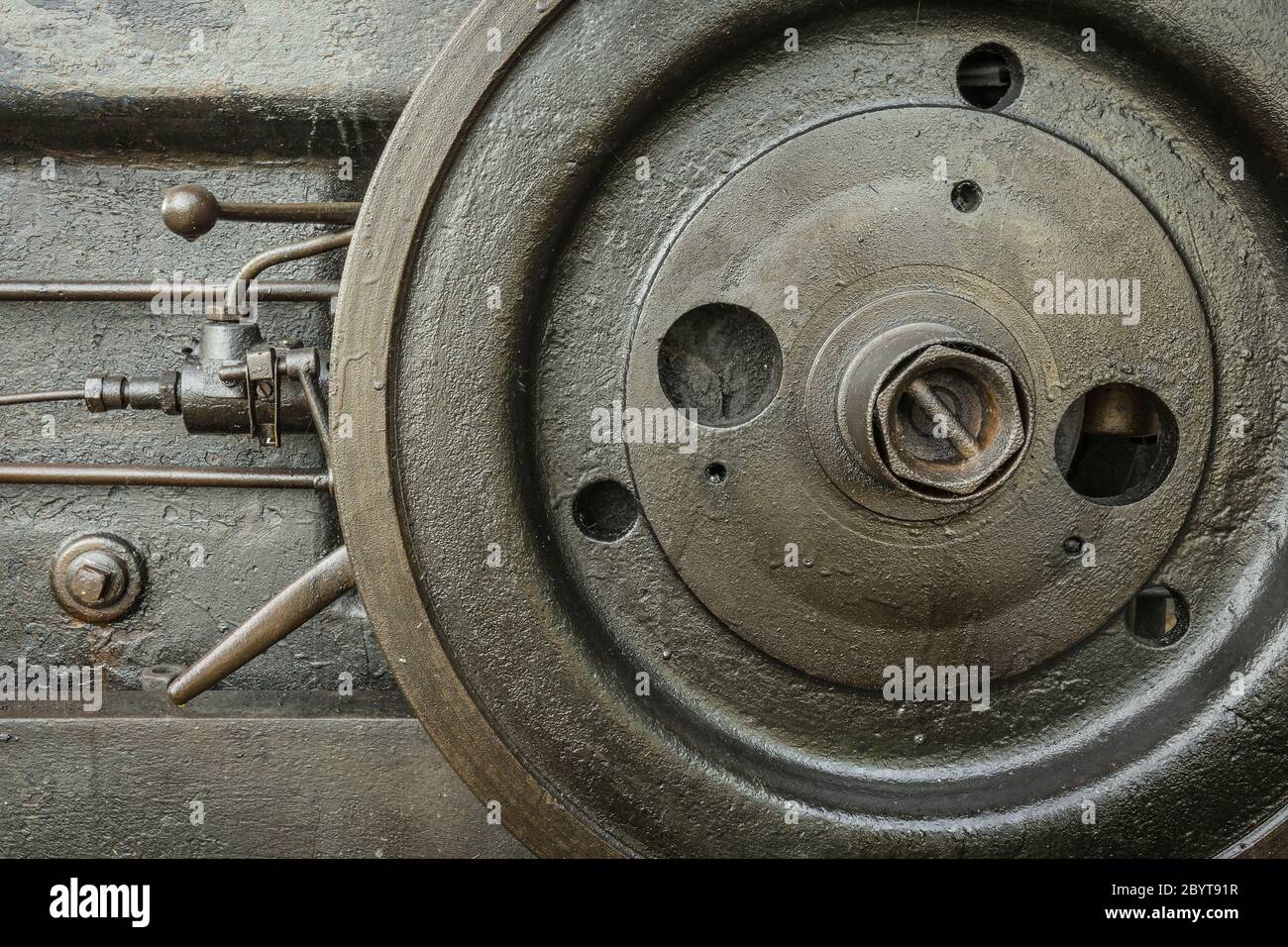 flywheel of an industrial diesel engine Stock Photo Alamy
