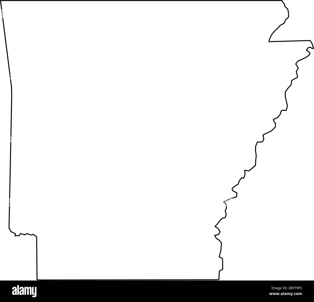Arkansas, state of USA solid black outline map of country area