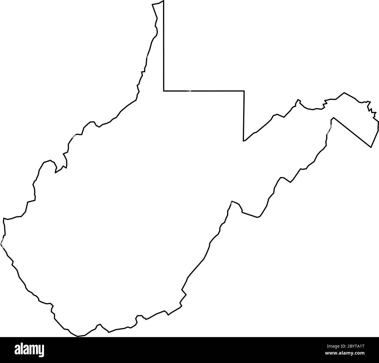 West Virginia, state of USA solid black outline map of country area