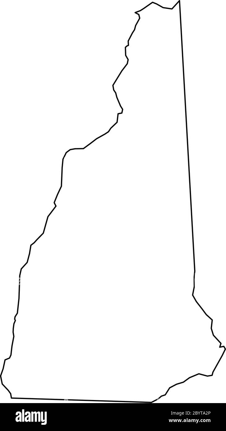 New Hampshire, state of USA solid black outline map of country area