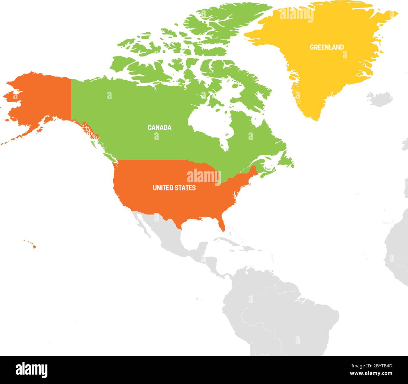 North America Region Map of countries - North America Region Map Of Countries In Northern America Vector Illustration 2BYTB4D