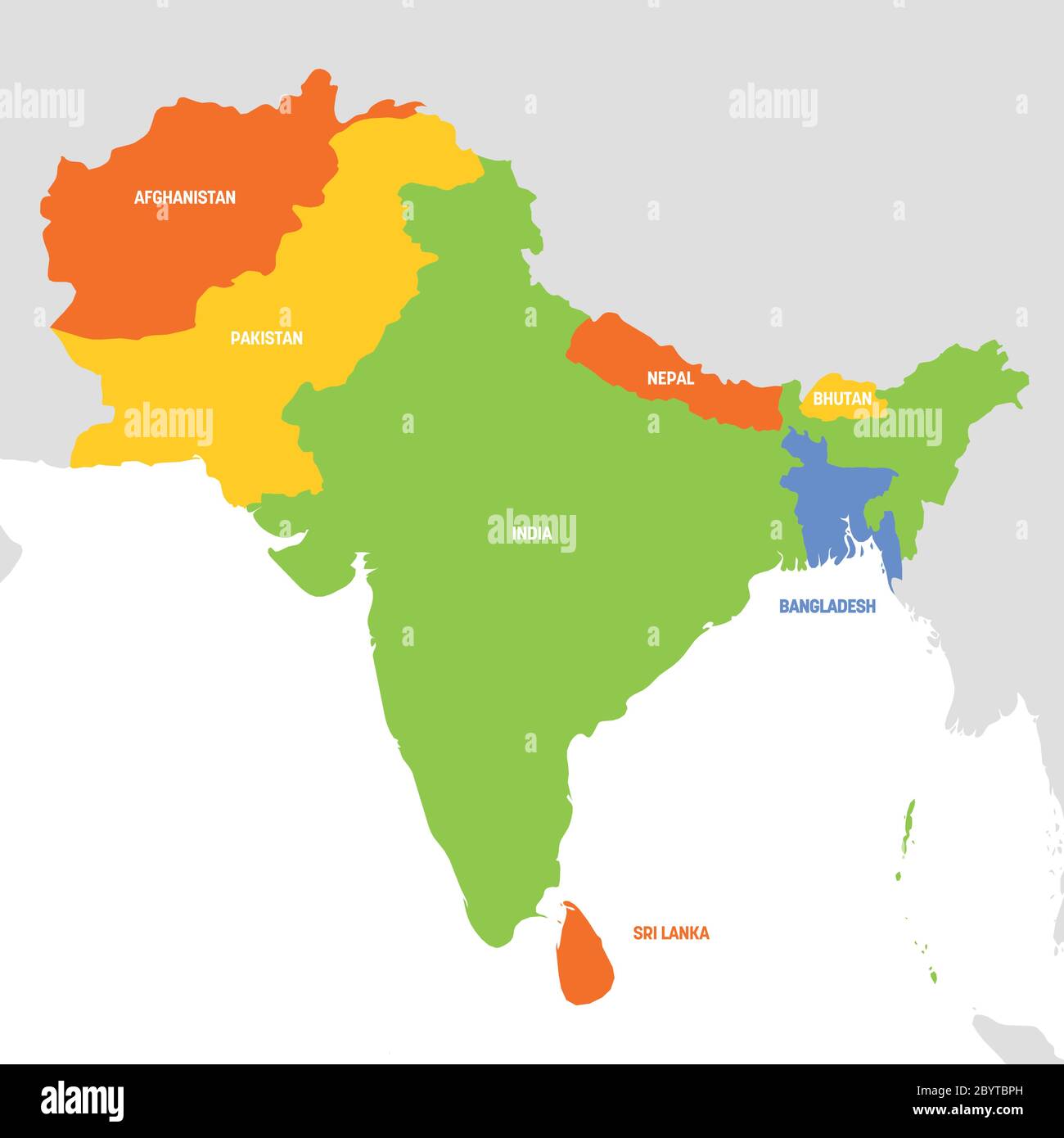 South Asia Region Map Of Countries In Southern Asia Vector Illustration 2BYTBPH 