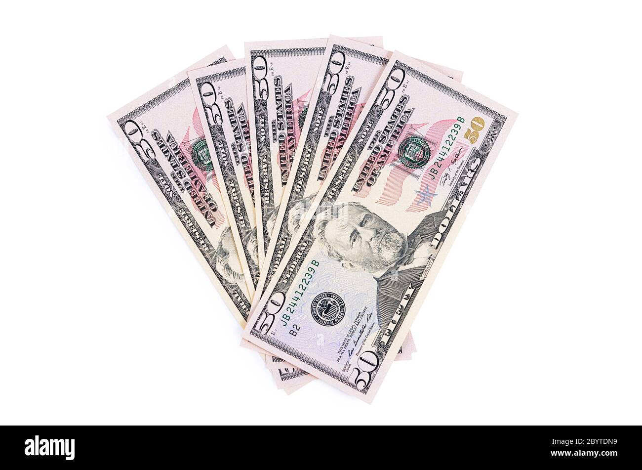 The fifty dollars isolated on white Stock Photo - Alamy