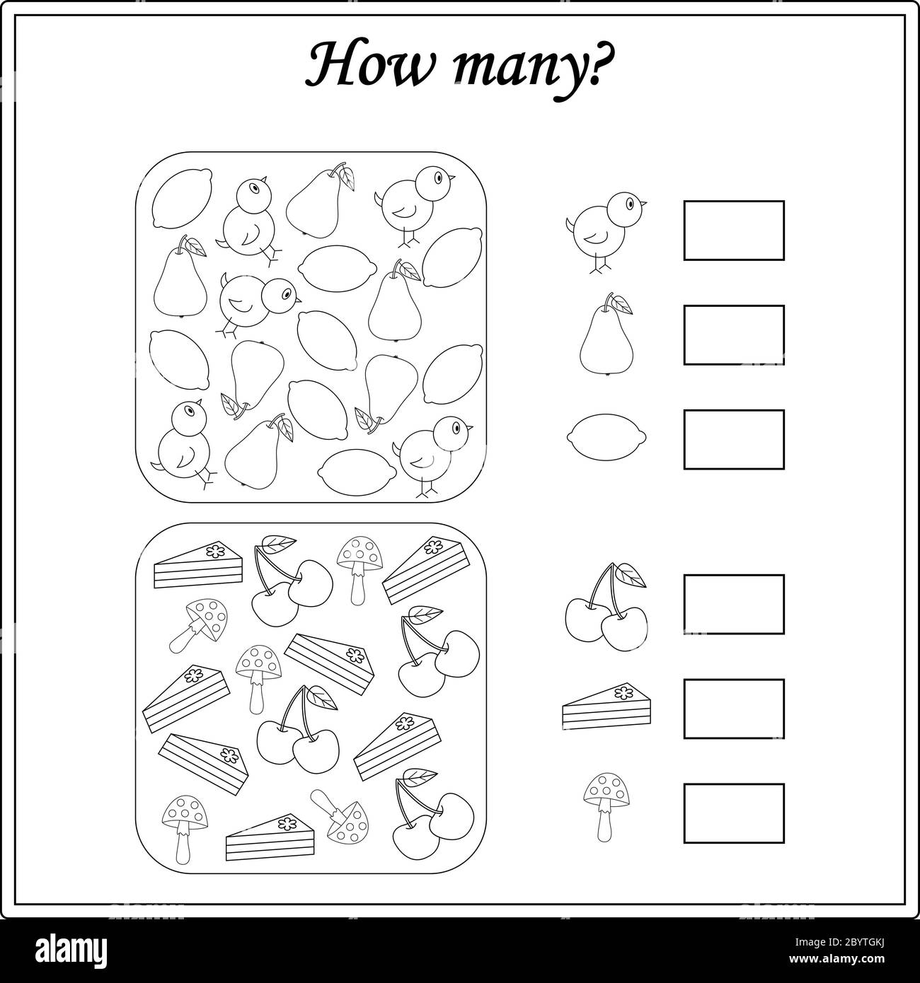 Number worksheet Black and White Stock Photos &amp; Images - Alamy