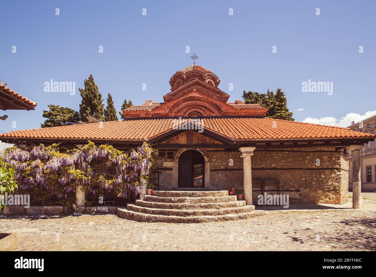 Exterior view of Holy Mary Perybleptos Church, City of Ohrid, Republic of North Macedonia (FYROM) Stock Photo