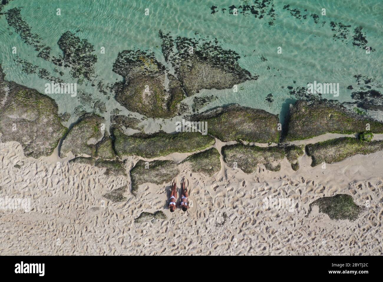 Aerial view of Melasti beach in Bali indonesia Stock Photo