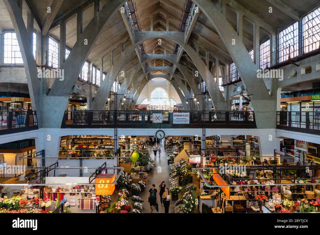 Wroclaw, Poland - August 2019: Wroclaw Market Hall architecture shope - indoor food market located in city center of Wroclaw, near Piaskowa Pier. Stock Photo