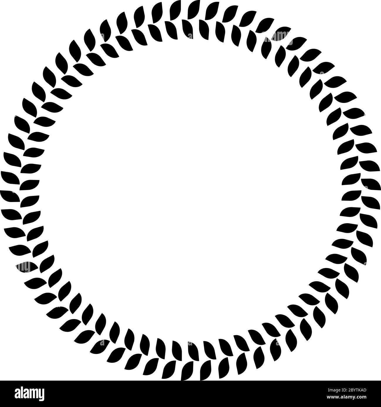 Wreath ring of black leafs. Simple flat vector illustration. Stock Vector
