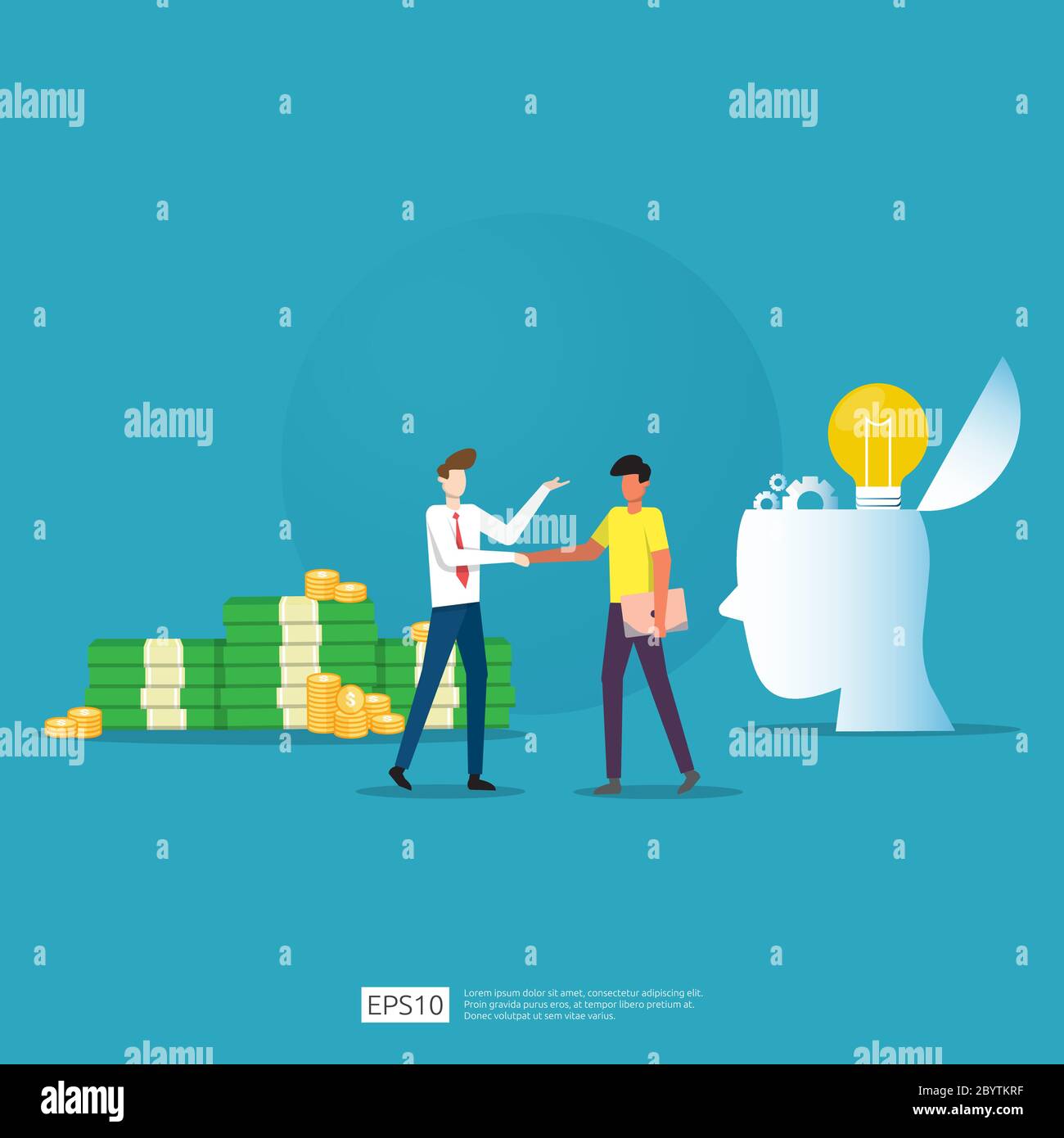 Business partnership deals and agreement to achieve success in teamwork and profit concept design. businessman investment on technology startup Stock Vector