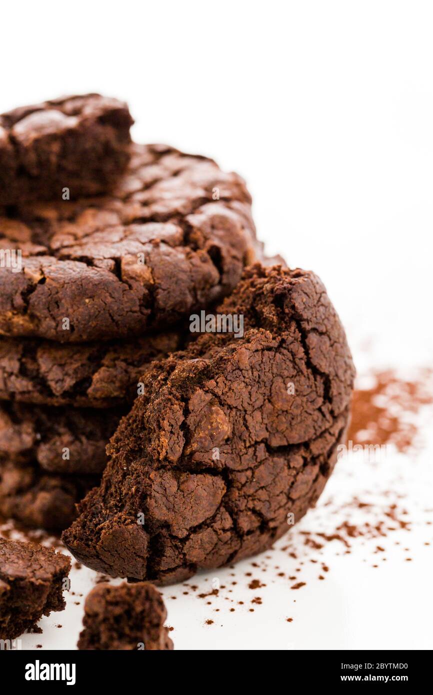 Dark chocolate butter cookies Stock Photo
