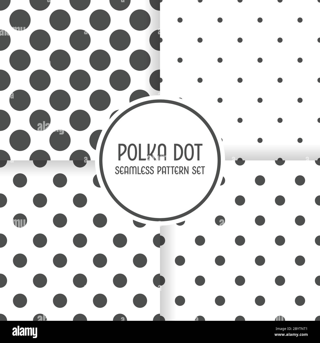 Polka dot seamless pattern background set. Black and white vector ...