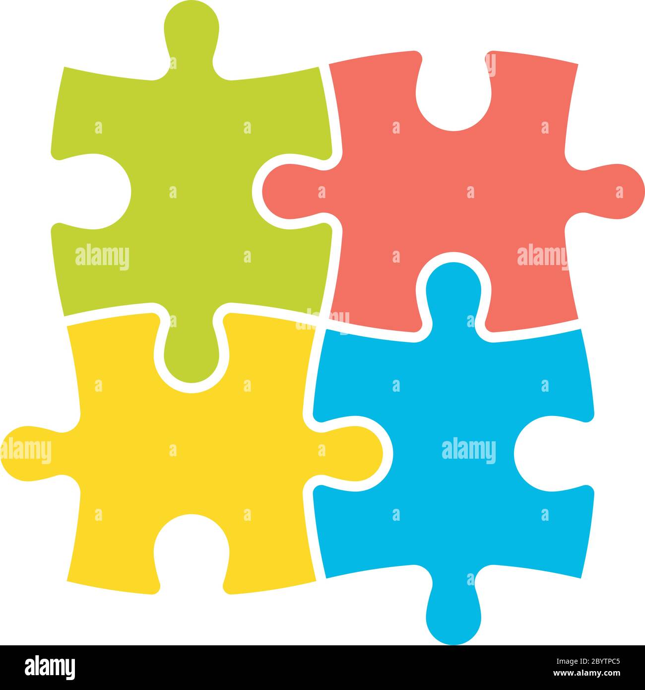 4 colorful jigsaw puzzle pieces. Team cooperation, teamwork or solution  business theme. Simple flat vector illustration Stock Vector Image & Art -  Alamy