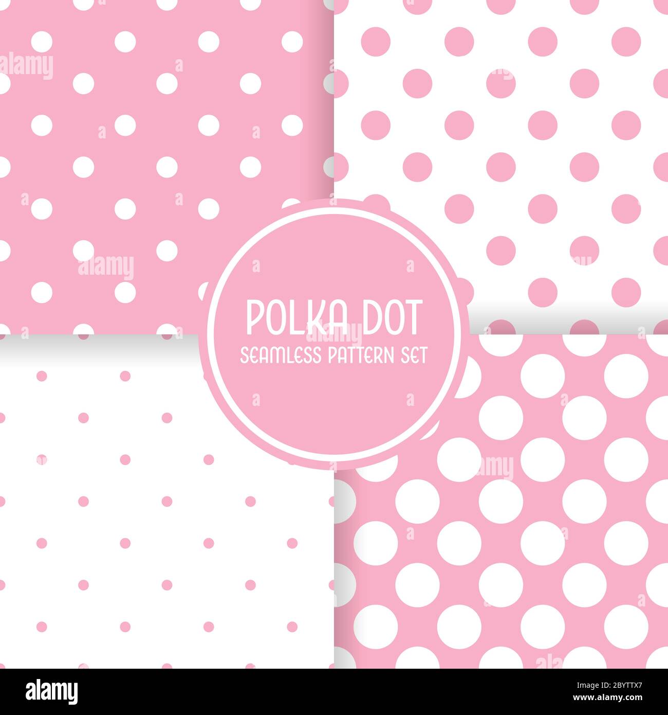 Polka dot seamless pattern background set. Pink and white vector ...