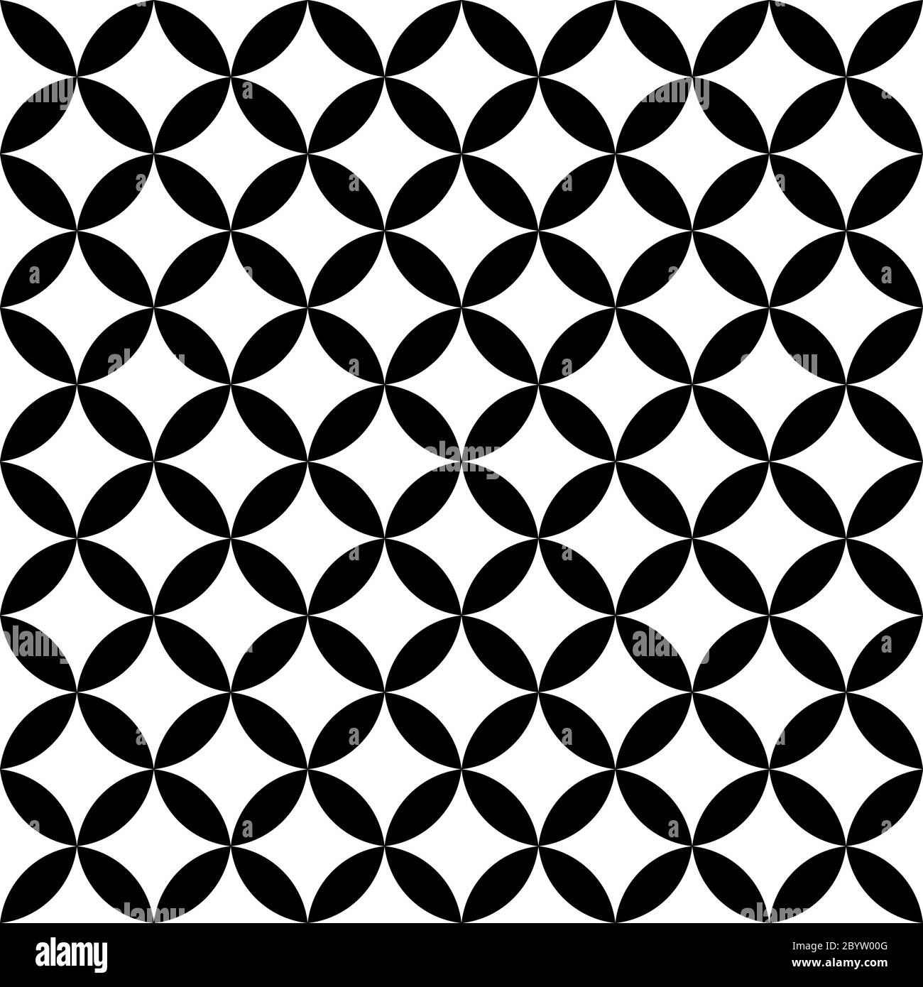 Black and white overlapping circles. Abstract retro design seamless pattern. Simple vector geometrical background. Stock Vector