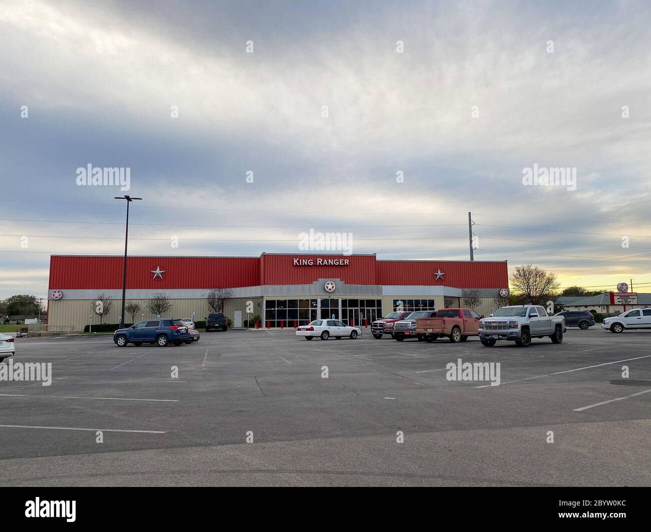 Seguin, TX/USA - 2/24/20: The exterior of a King Ranger Movie Theatre in Seguin, TX. Stock Photo