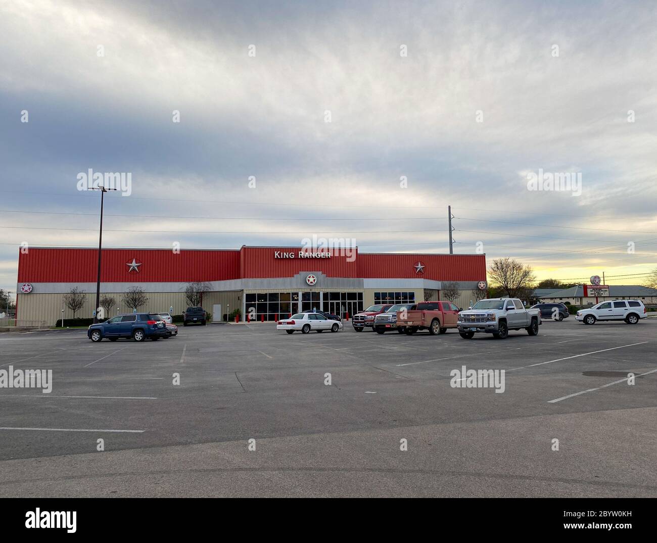 Seguin, TX/USA - 2/24/20: The exterior of a King Ranger Movie Theatre in Seguin, TX. Stock Photo