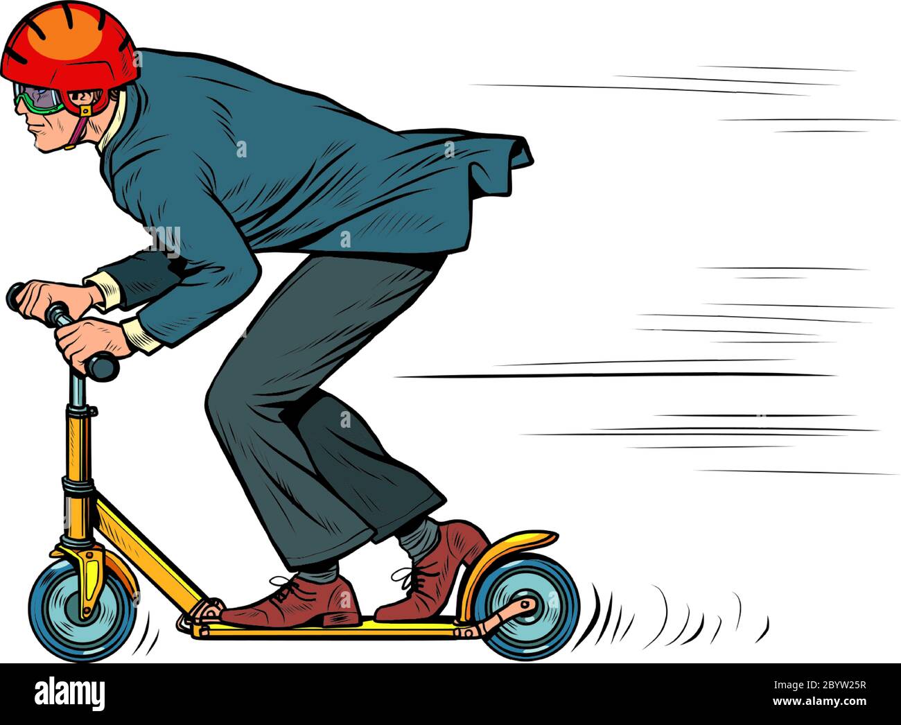 A businessman is riding a scooter Stock Vector