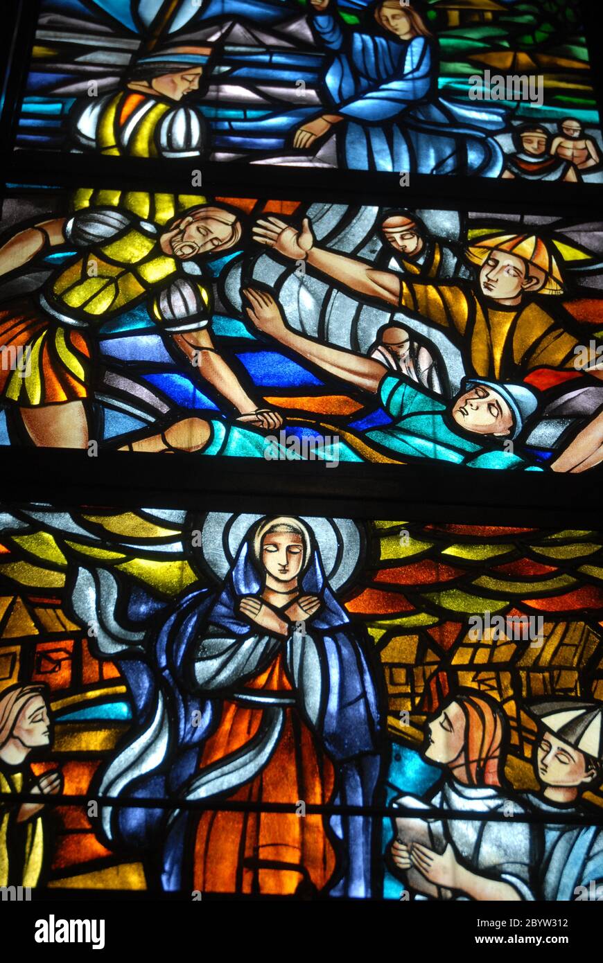 Stained Glass Windows in Manila Cathedral, Intramuros, Philippines