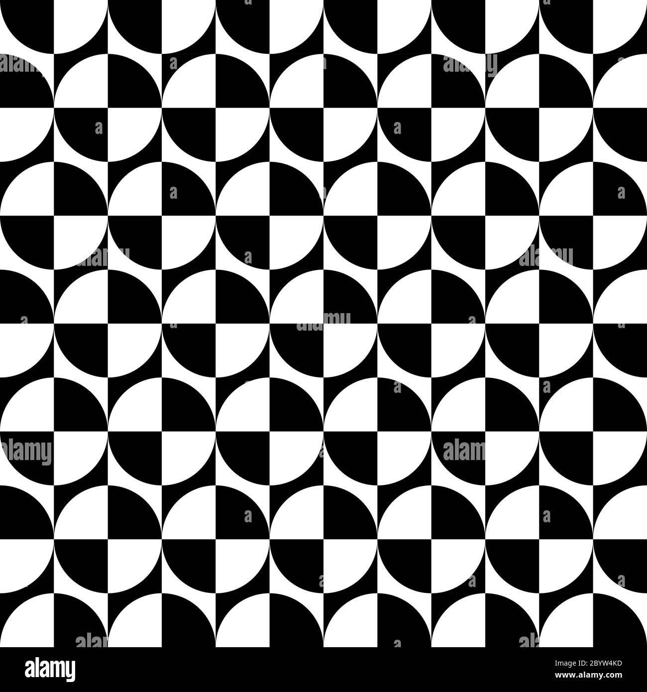 Geometrical signs - circles and squares. High contrast retro seamless pattern in black and white. Vector illustration. Stock Vector
