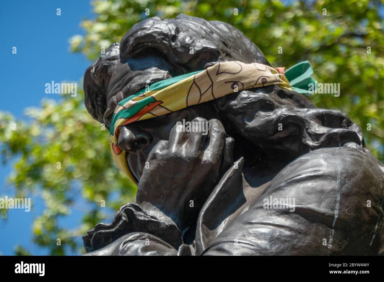 Edward Colston Statue in Bristol, England, before it was taken down by protestors at a Black Lives Matter march in 2020 Stock Photo