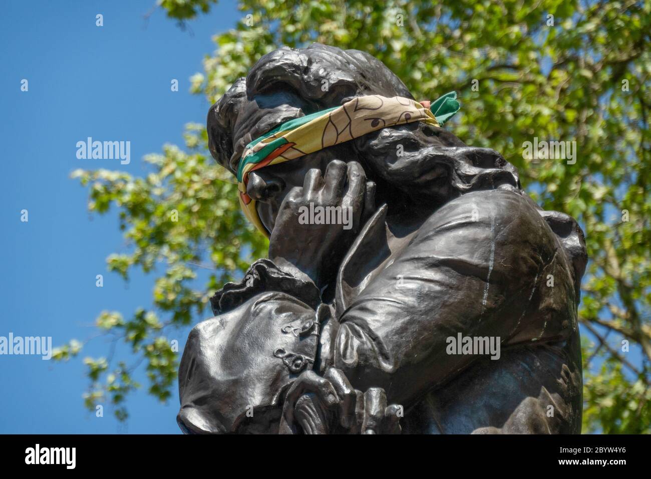 Edward Colston Statue in Bristol, England, before it was taken down by protestors at a Black Lives Matter march in 2020 Stock Photo