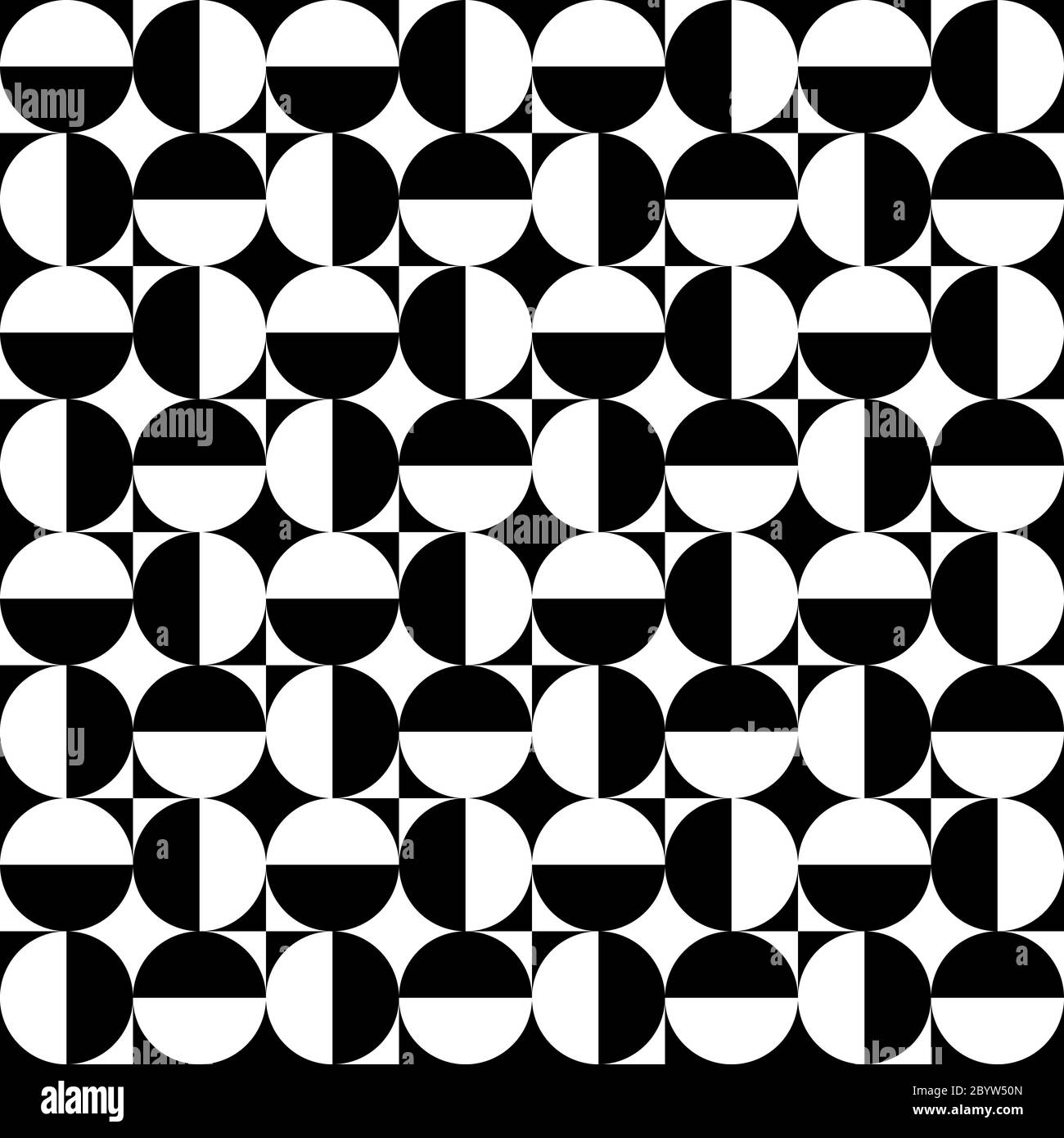 Geometrical signs circles and squares. High contrast retro seamless