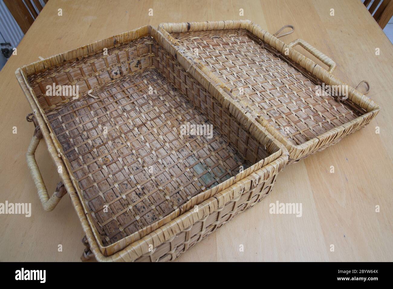 Wicker Picnic Basket Stock Photo