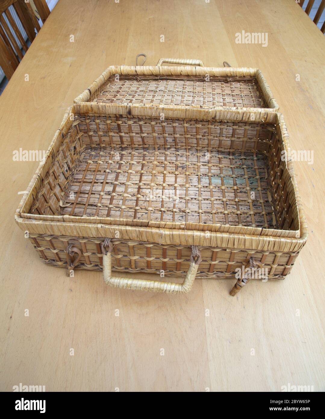 Wicker Picnic Basket Stock Photo