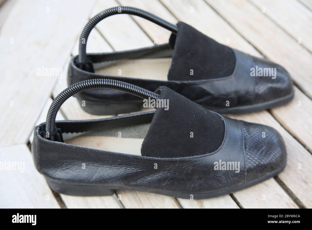 Slip on Black Leather Heels main image 1