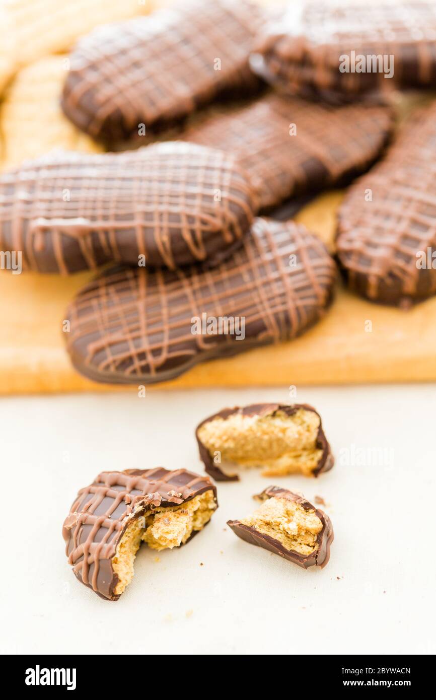 Chocolate covered Nutter Butters Stock Photo Alamy
