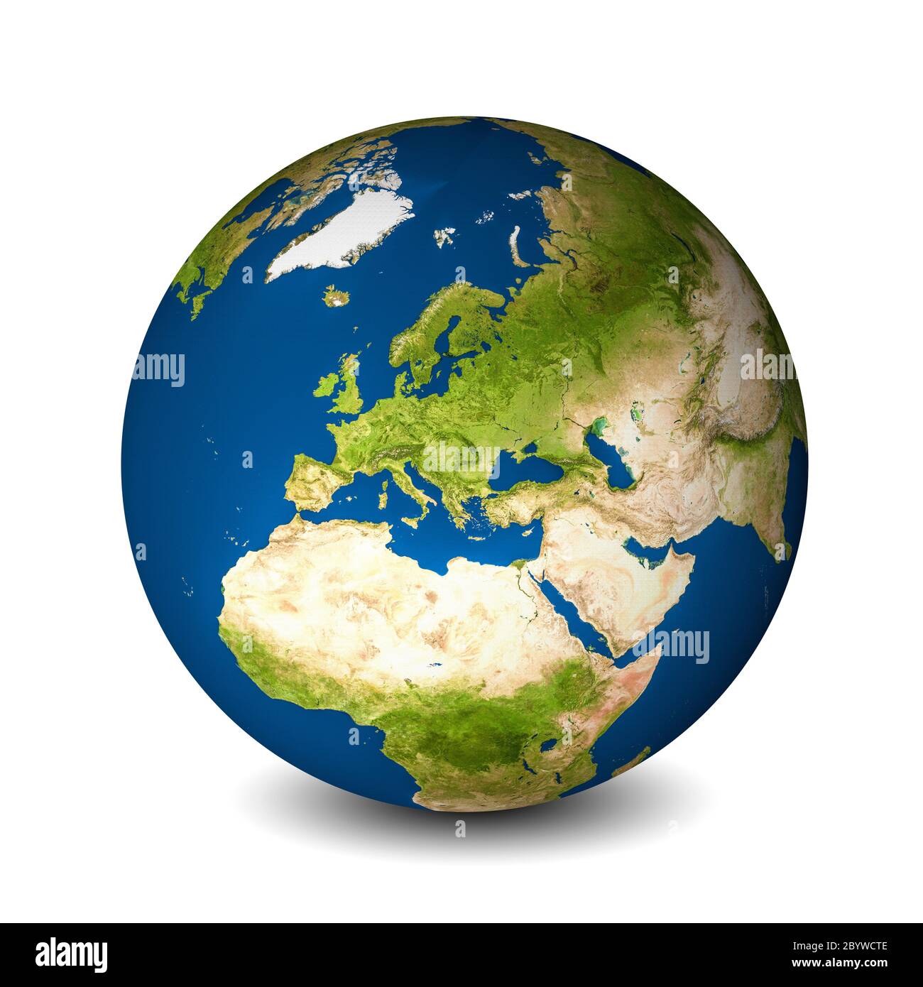 Earth globe isolated on whitebackground. Satellite view focused on