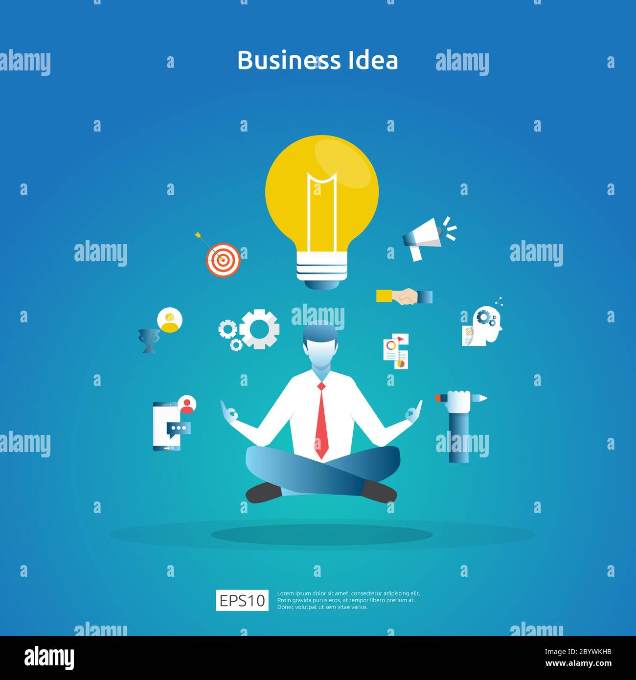 business idea concept with sitting and meditating. stress relief ...