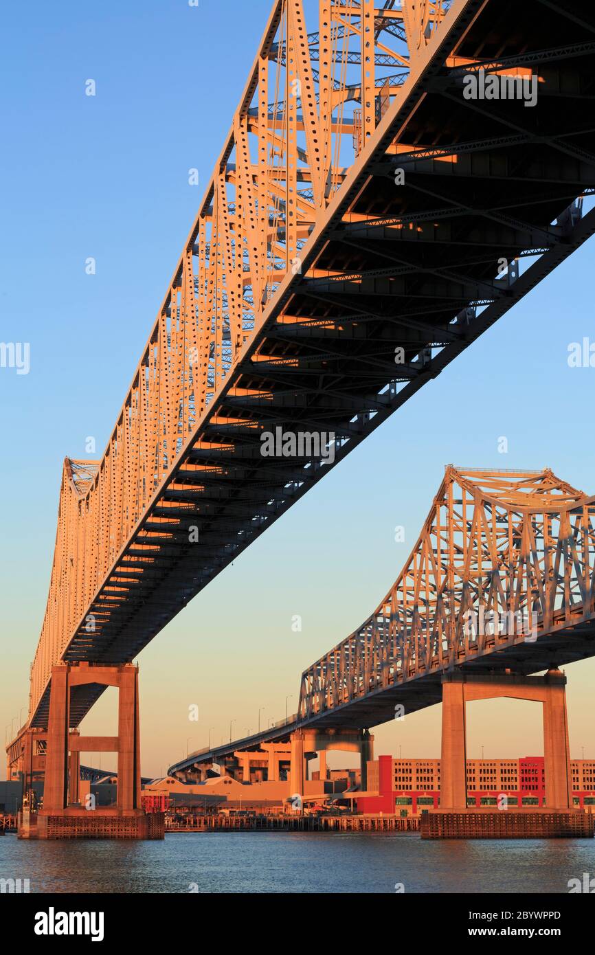 Crescent City Connection Bridge, New Orleans, Louisiana, USA Stock