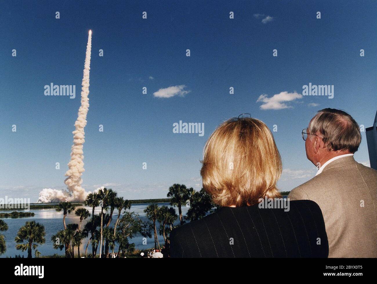 Apollo 11 Commander Neil A. Armstrong and his wife, Carol, were among the  many special NASA STS-83 launch guests who witnessed the liftoff of the  Space Shuttle Columbia April 4 at the